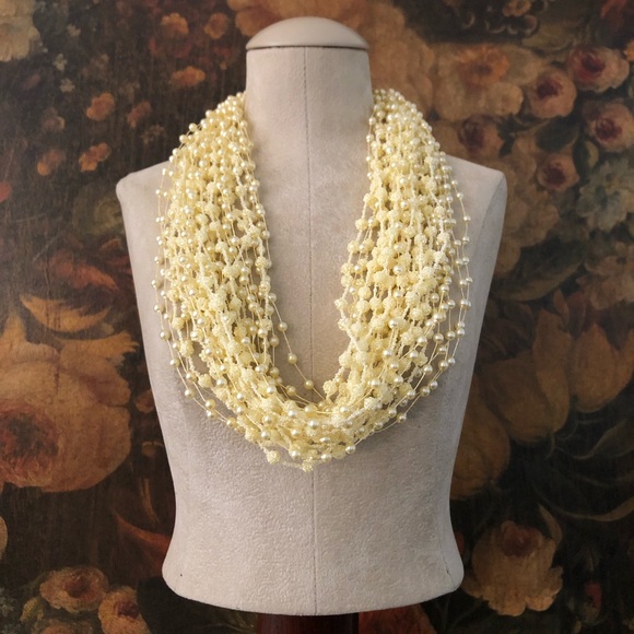 Vintage Faux Pearl Necklace + Earrings Bridal Set